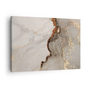 Schilderen op canvas - Abstract motief met tinten goud en grijs - 70x50cm - Op de grens van kleuren - Moderne wanddecoratie voor woonkamer en slaapkamer ARTTOR