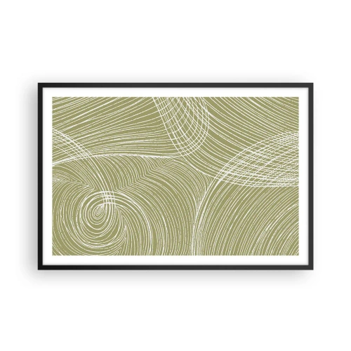 Poster in een zwarte lijst - Ingewikkelde abstractie in wit - 91x61 cm