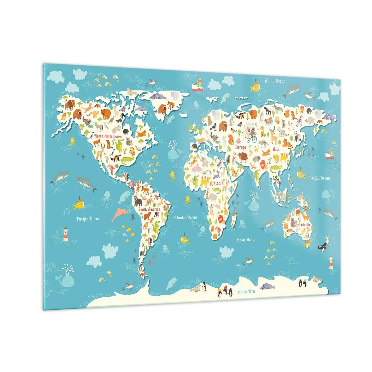 Schilderen op glas - We houden van de hele wereld - 100x70 cm