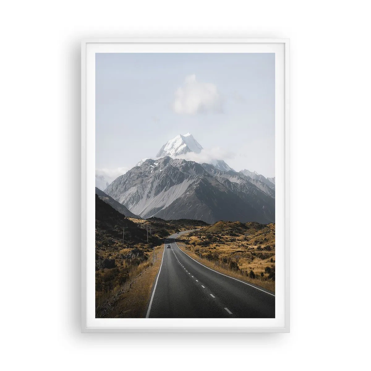 Poster in een witte lijst - De weg naar het hart van de bergen - 70x100 cm