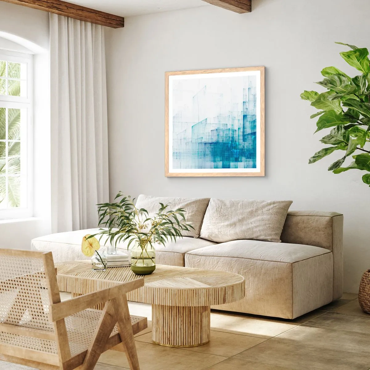 Een poster in een licht eiken lijst - Hoe ruimte geworden is - 50x50 cm