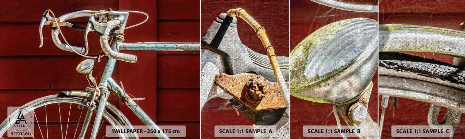 Fotobehang Monster Premium Canvas - Gecreëerd om te winnen - Fiets, Retro, Wielersport - 100x30 cm