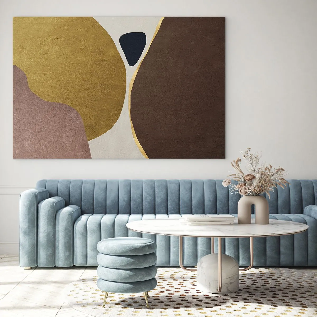 Schilderen op glas - Een minimalistische compositie van abstracte vormen - 70x50cm - Abstractie – een plek in de ruimte - Moderne wanddecoratie voor woonkamer en slaapkamer ARTTOR