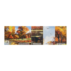 Fotobehang Monster Premium Canvas - Landschap in goud en brons - Landschap, Woud, Impressionisme - 100x30 cm