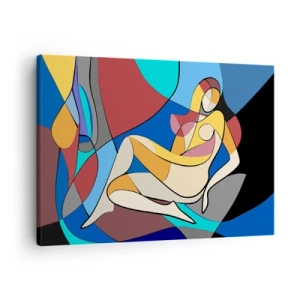 Schilderen op canvas - Kleurrijk naakt in kubistische stijl - 70x50cm - Kubistisch naakt - Moderne wanddecoratie voor woonkamer en slaapkamer ARTTOR