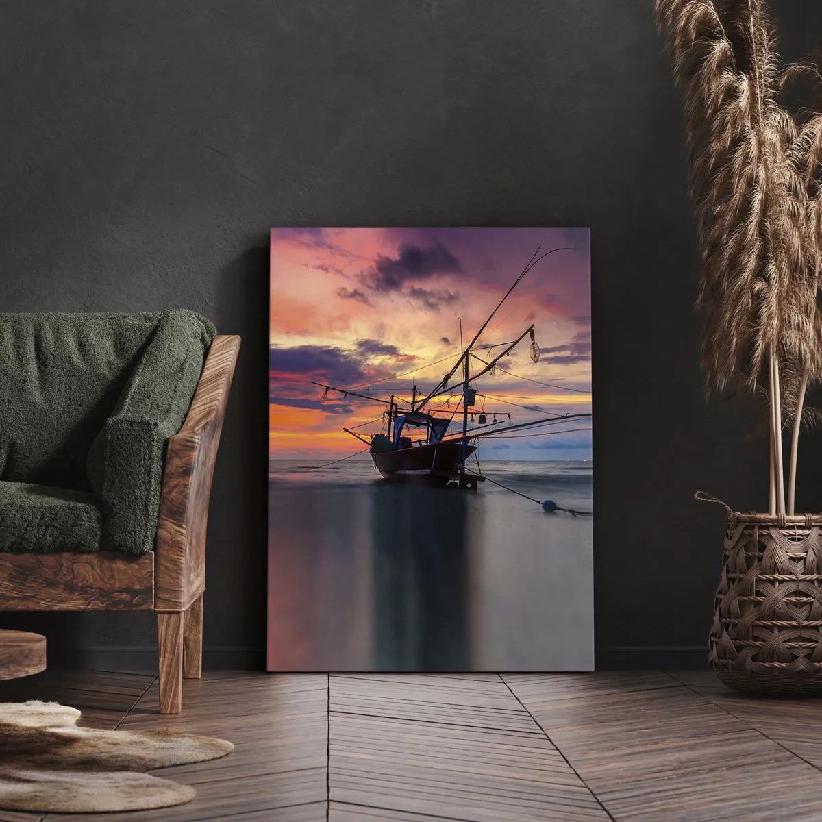 Schilderen op canvas - Exotische avond - 55x100 cm