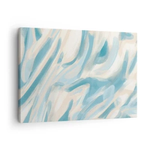 Schilderen op canvas - Abstracte blauwe strepen op een lichte achtergrond - 70x50cm - Lente briesjes - Moderne wanddecoratie voor woonkamer en slaapkamer ARTTOR