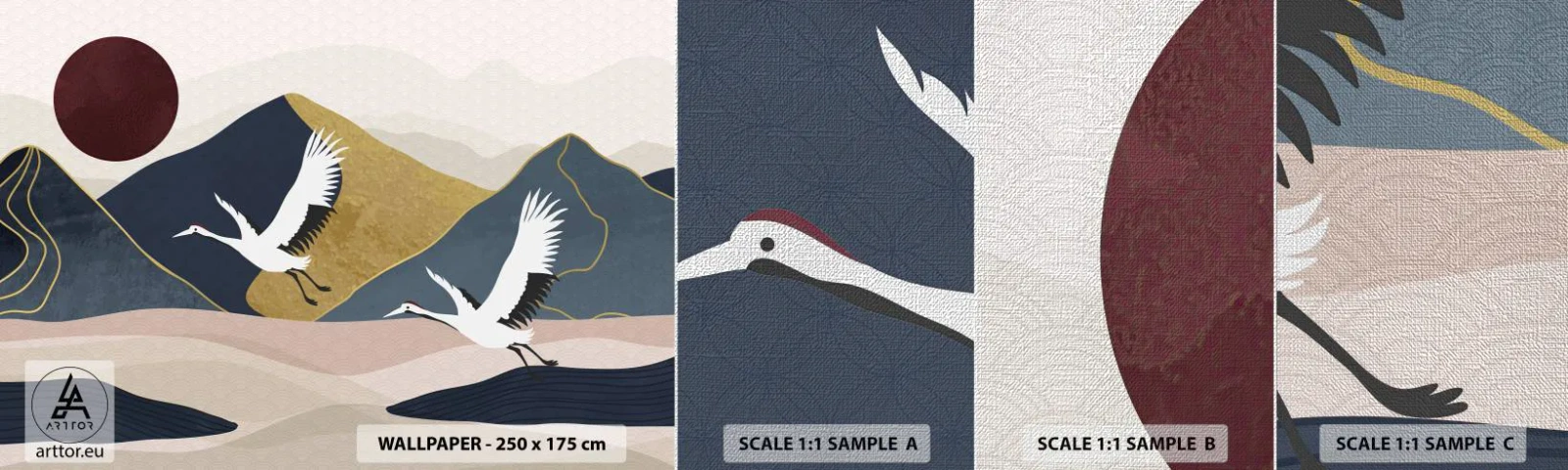 Fotobehang Monster Premium Canvas - Het is weer een dag GEGAAN - Abstractie, Kranen, Bergen - 100x30 cm