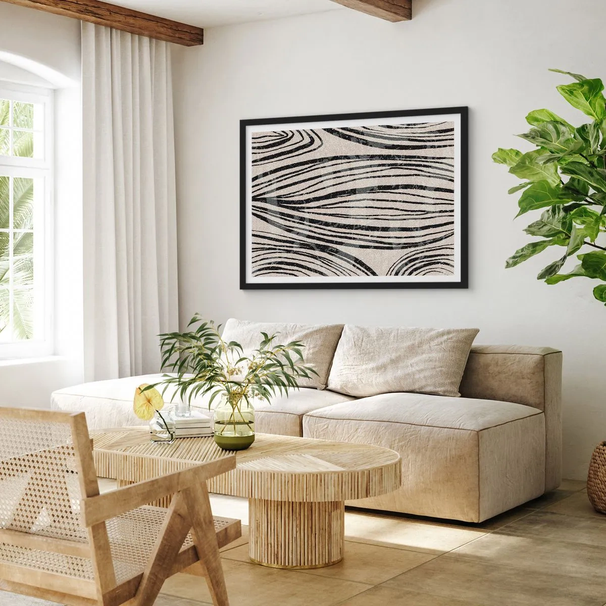 Poster in een zwarte lijst - Lijnoverstromingsvlakte - 100x70 cm