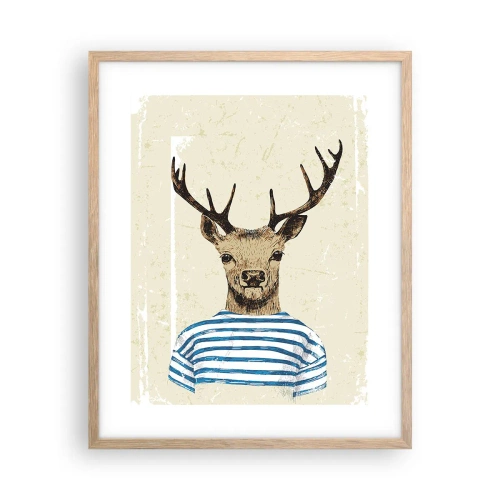 Een poster in een licht eiken lijst - Omdat ik van gestreepte t-shirts hou! - 40x50 cm