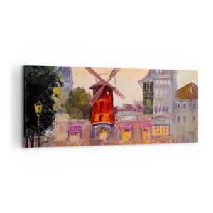 Schilderen op canvas - Parijse iconen – Moulin Rouge - 100x40 cm