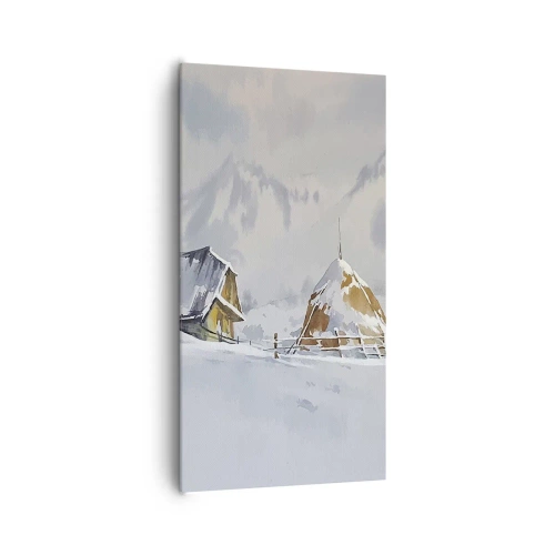 Schilderen op canvas - In een besneeuwde vallei - 65x120 cm
