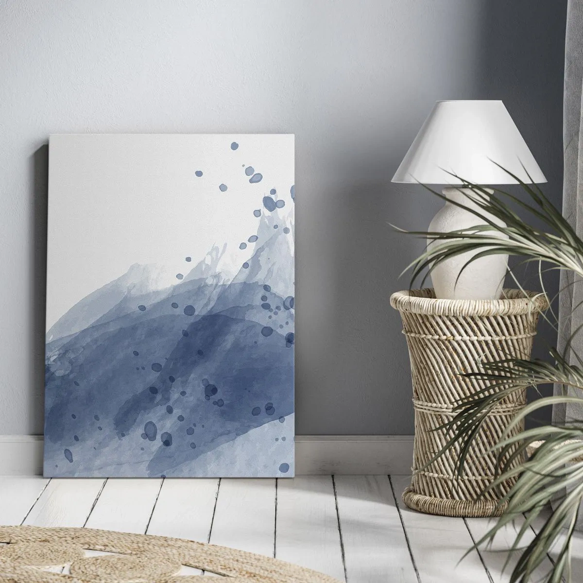 Schilderen op canvas - Blauwe tule - 55x100 cm