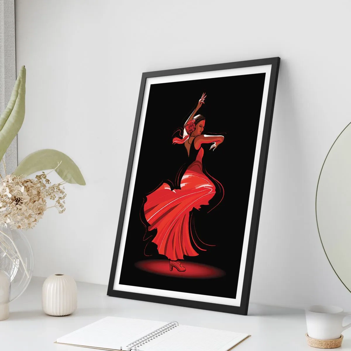 Poster in een zwarte lijst - De vurige geest van flamenco - 61x91 cm