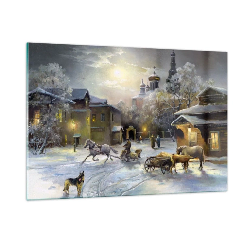 Schilderen op glas - De magie van de Russische winter - 120x80 cm