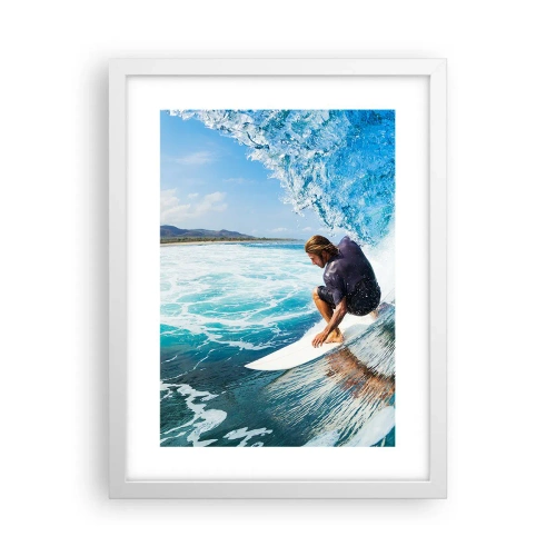 Poster in een witte lijst - Dansend met de golven - 30x40 cm