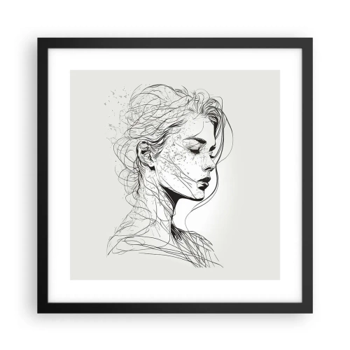 Poster in een zwarte lijst - Portret in gedachten - 40x40 cm