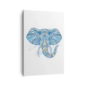 Schilderen op canvas - Ingelegd met goud en blauw - 70x100 cm