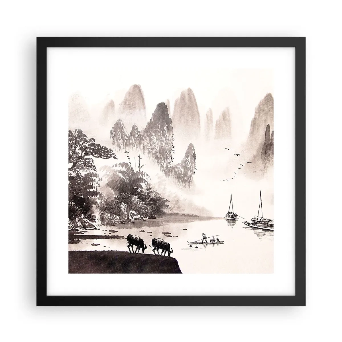 Poster in een zwarte lijst - Het exotische alledaagse leven van het Oosten - 40x40 cm