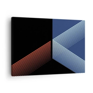Schilderen op canvas - Geometrische lijnen in tinten rood en blauw - 70x50cm - Een eenvoudig verhaal - Moderne wanddecoratie voor woonkamer en slaapkamer ARTTOR