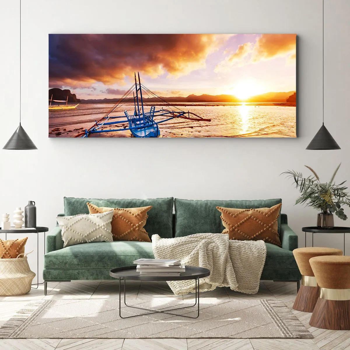 Schilderen op canvas - Strek je uit op het zand na een hele dag - 160x50 cm
