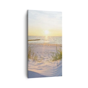 Schilderen op canvas - Het geluid van de zee, het zingen van vogels, een wild strand tussen het gras... - 45x80 cm