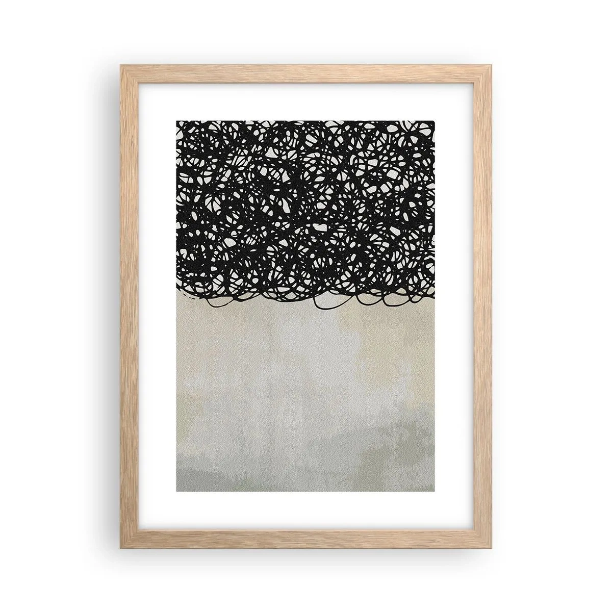 Een poster in een licht eiken lijst - Turbulente abstractie - 30x40 cm