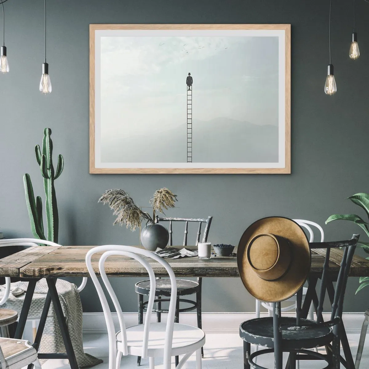 Een poster in een licht eiken lijst - Stap verder op! - 100x70 cm