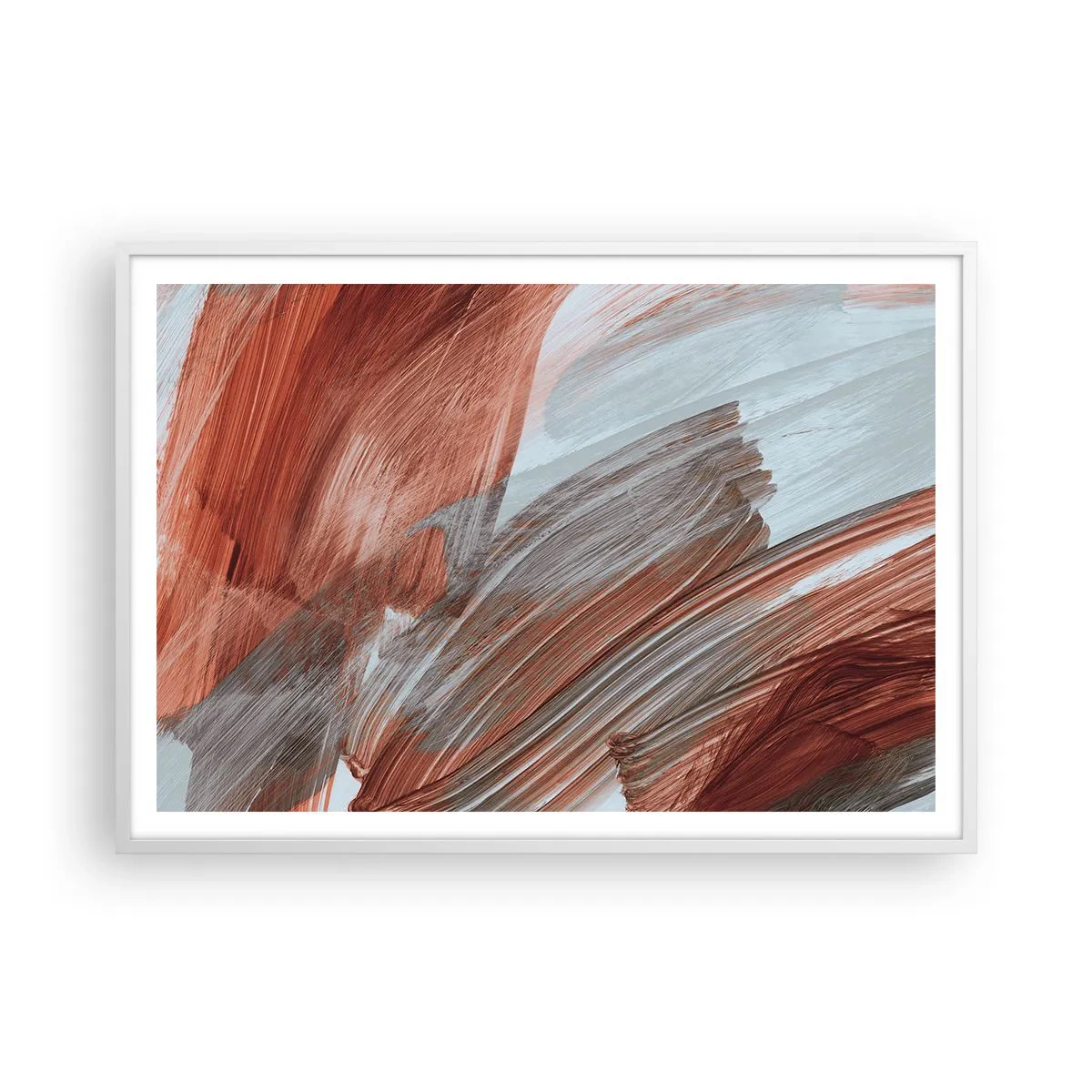 Poster in een witte lijst - Herfst en winderige abstractie - 100x70 cm