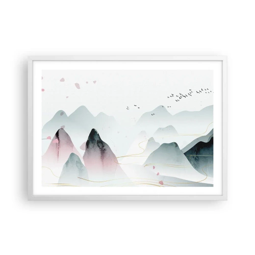Poster in een witte lijst - Over de toppen - 70x50 cm
