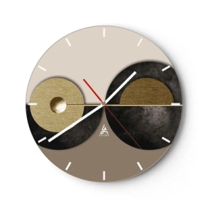 Wandklok - Klok - Een moderne compositie met geometrische cirkels - 30x30cm - Variaties rond de cirkel - Moderne wanddecoratie voor woonkamer, keuken en slaapkamer ARTTOR