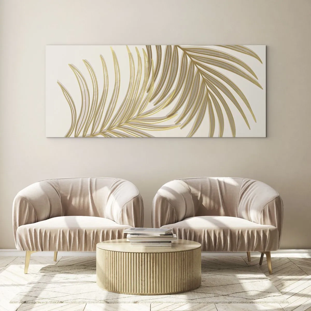 Schilderen op glas - Gouden Palm! - 120x50 cm