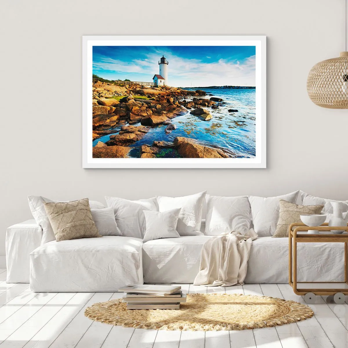 Poster in een witte lijst - Kom blij terug, ik wacht - 40x30 cm