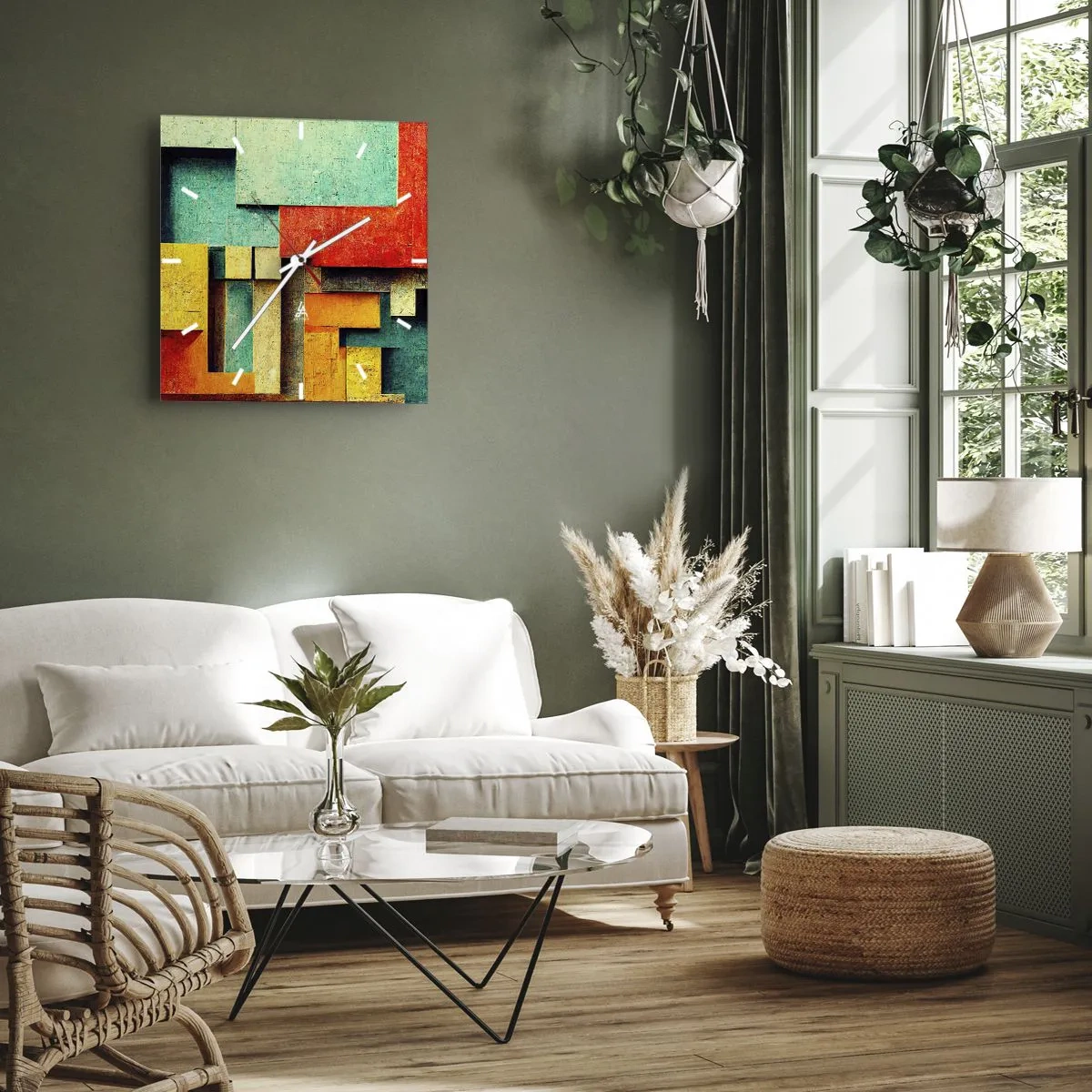 Wandklok - Klok - Festival van rechte hoeken - 40x40 cm