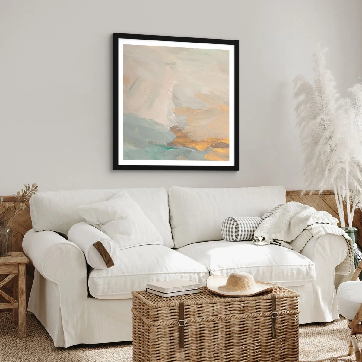 Poster in een zwarte lijst - Abstractie – het land van zachtheid - 30x30 cm