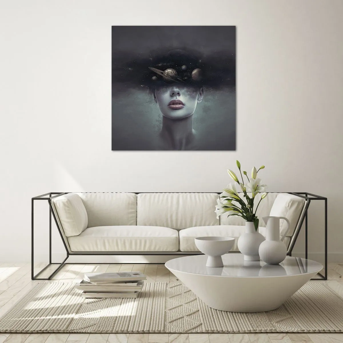 Schilderen op glas - En de planeten worden gek... - 70x70 cm