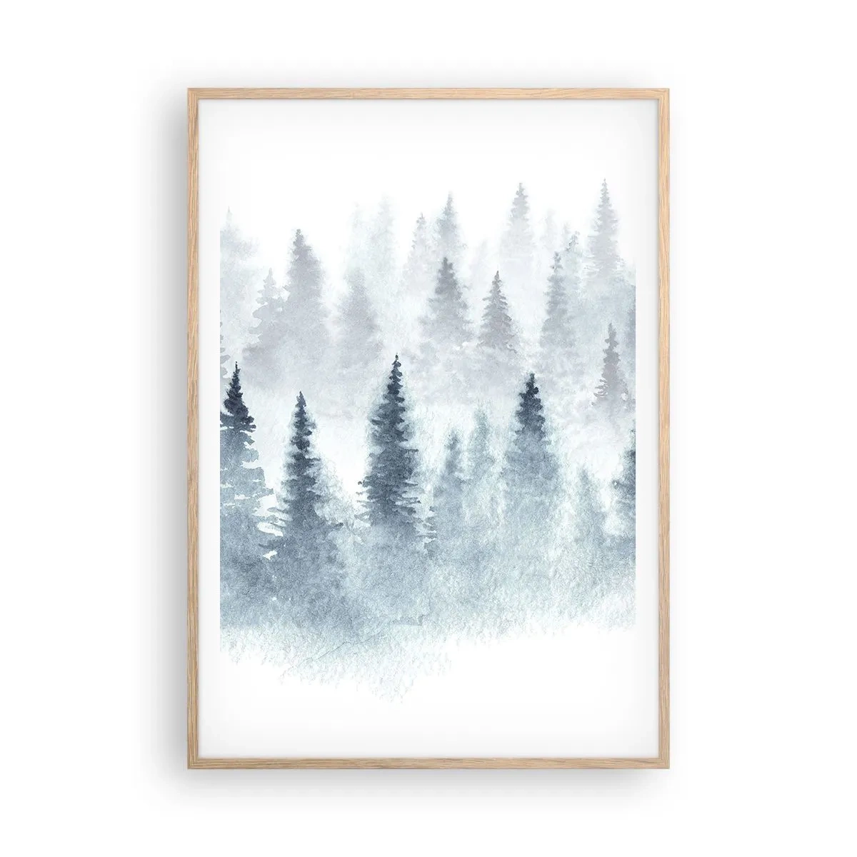 Een poster in een licht eiken lijst - Gehuld in mist - 70x100 cm