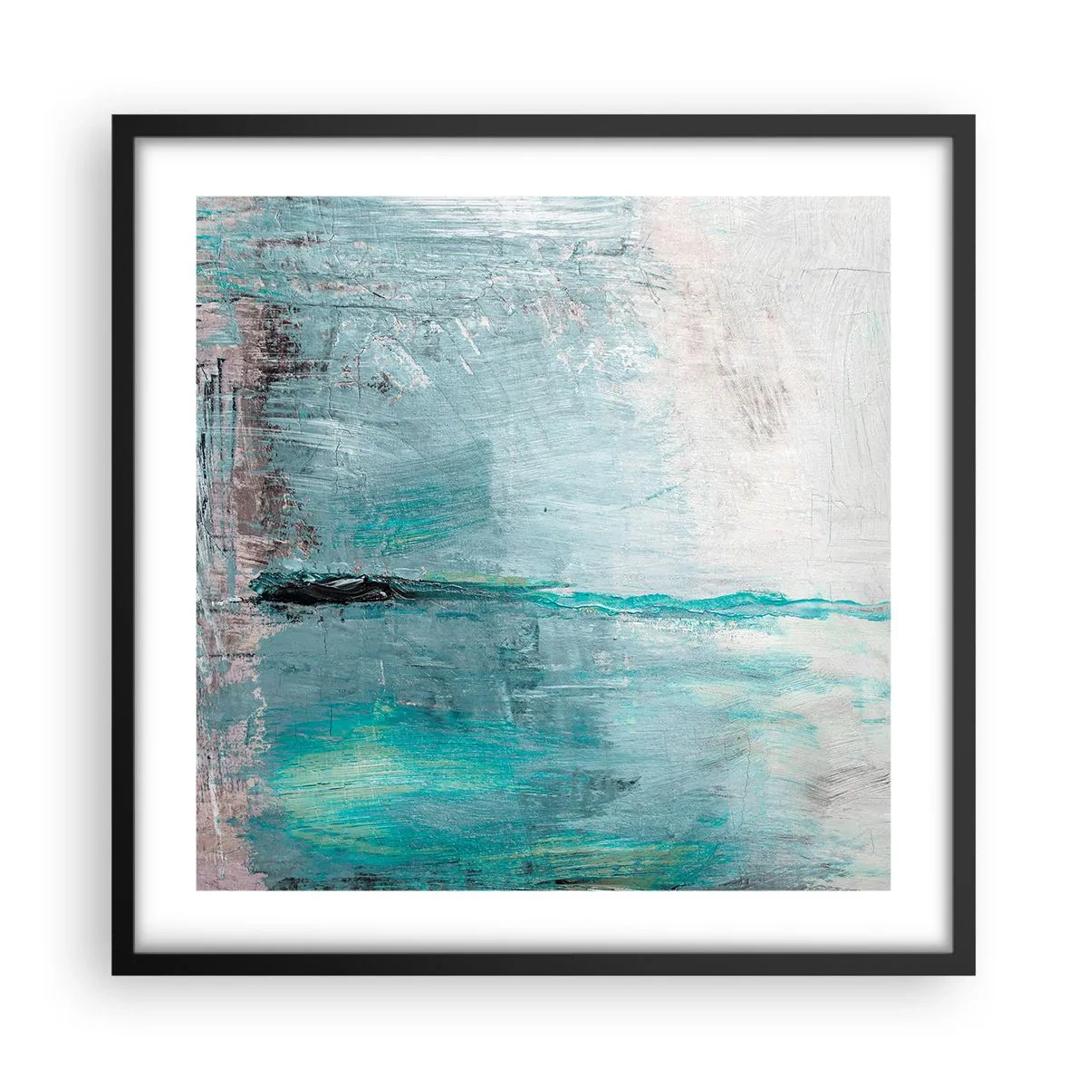 Poster in een zwarte lijst - Horizontaal in blauw - 50x50 cm