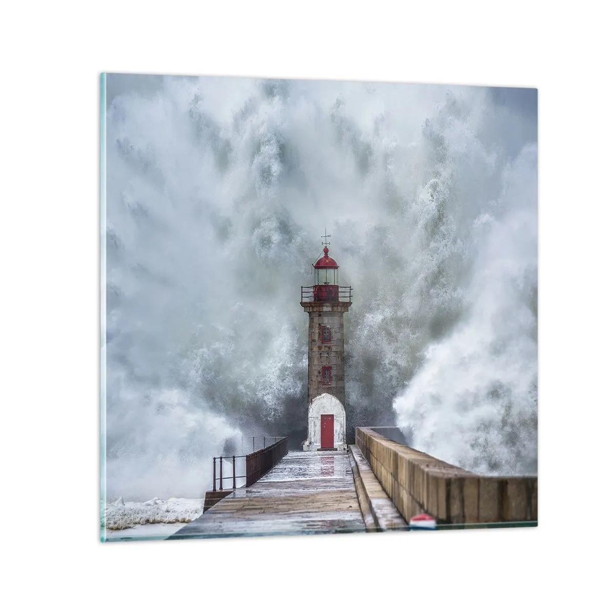 Schilderen op glas - Het gebrul van het water, het geluid zal blazen - 70x70 cm