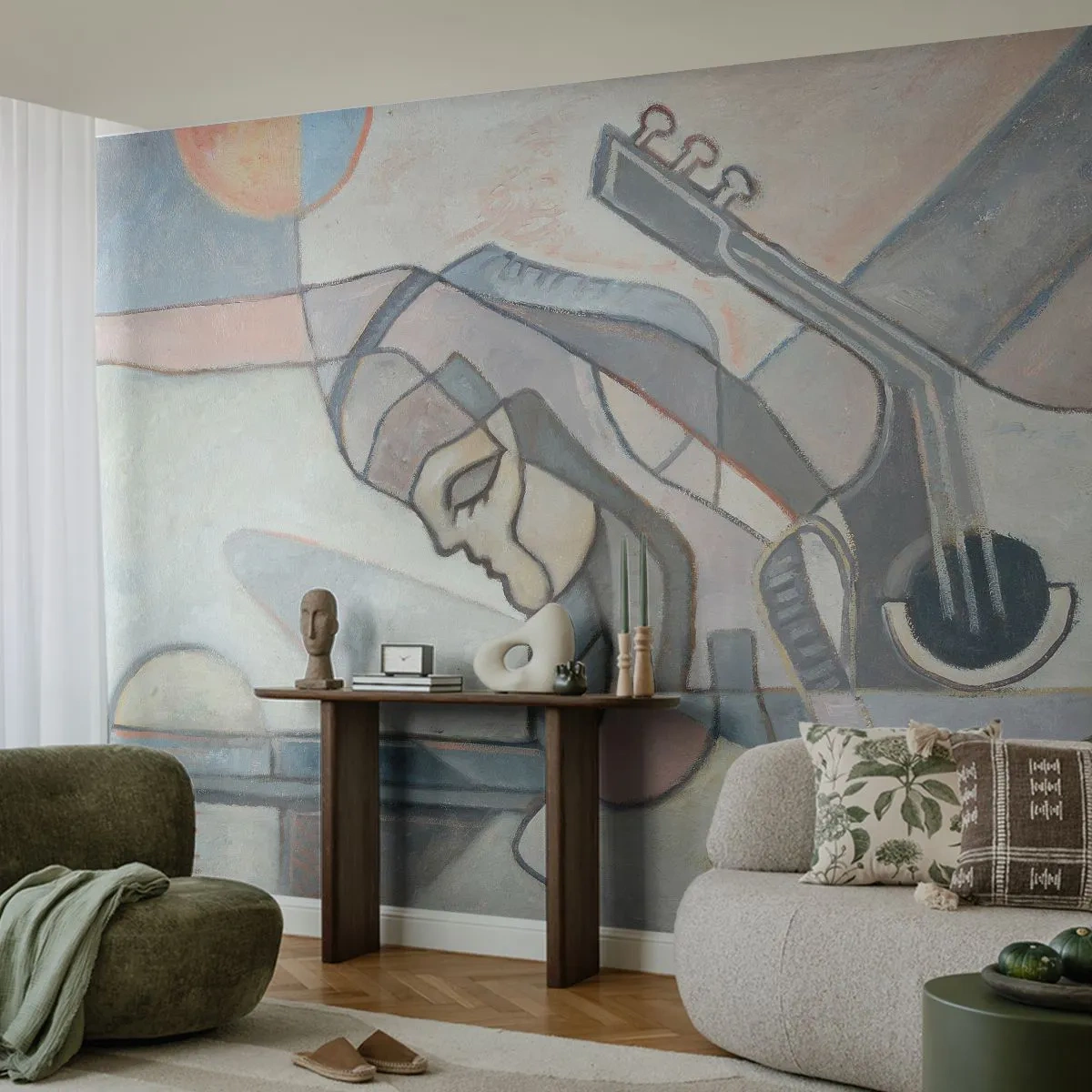 Zelfklevend Fotobehang Deluxe Sticker - In de kracht van muziek - Abstractie, Kubisme, Mensen - 250x175 cm
