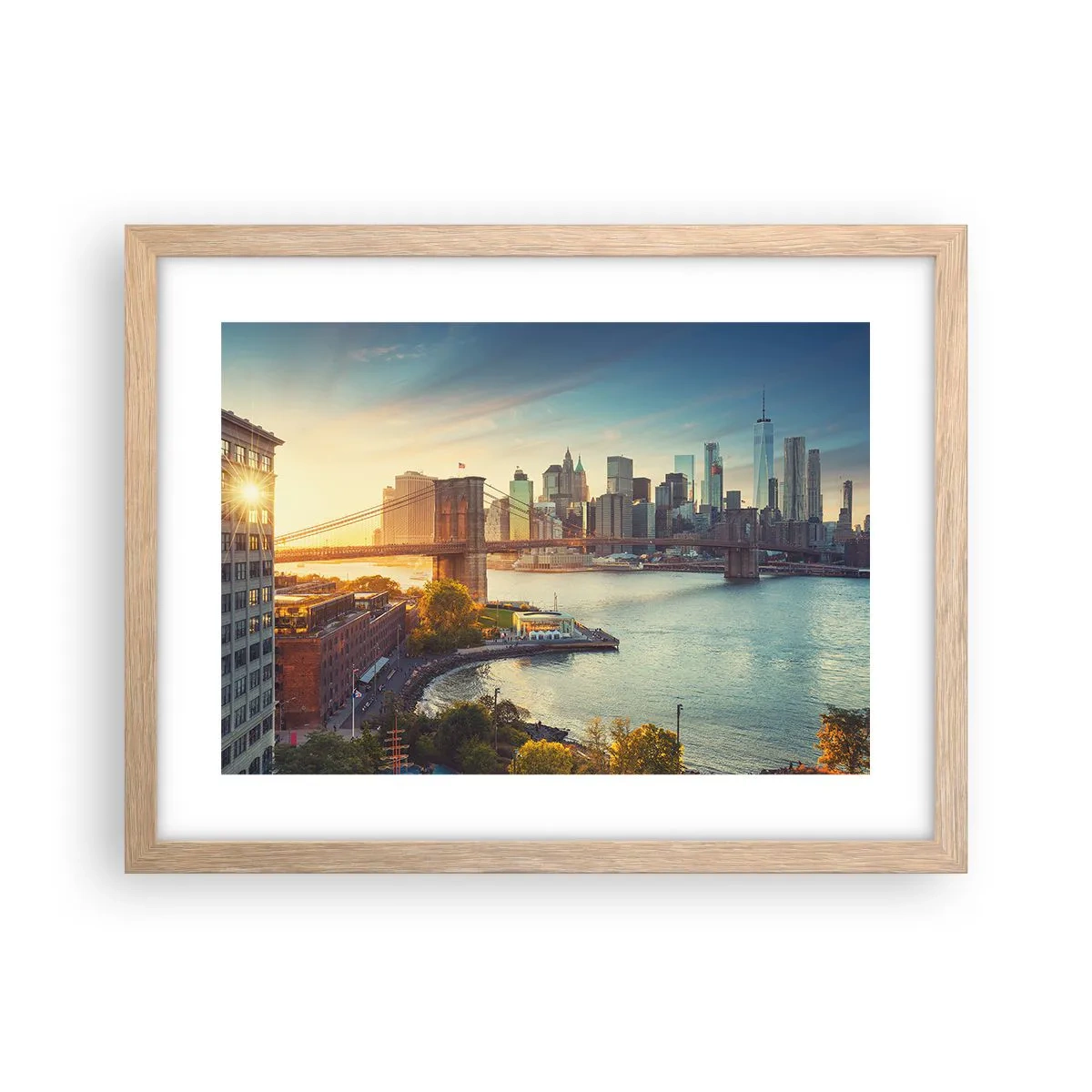 Een poster in een licht eiken lijst - Dageraad in de grote stad - 40x30 cm