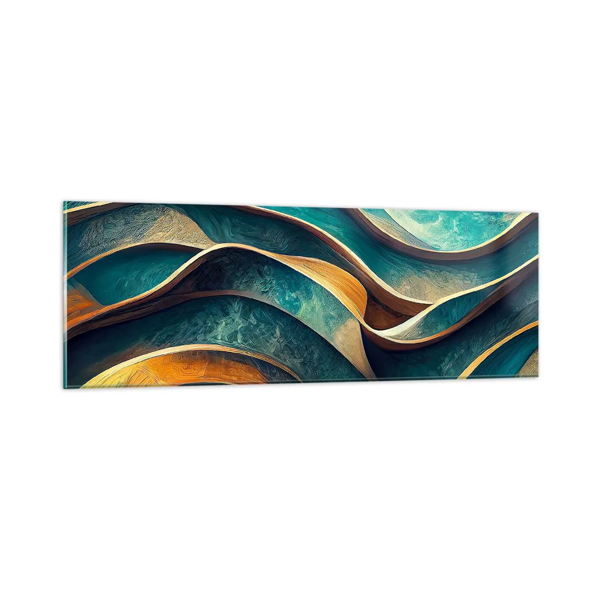 Schilderen op glas - Meanders van blauw - 90x30 cm