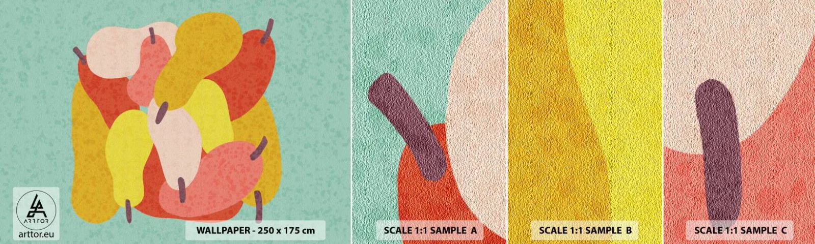 Fotobehang Staaltje Standard Eco - Probeer de zomerzon - Fruit, Peren, Gezondheid - 100x30 cm