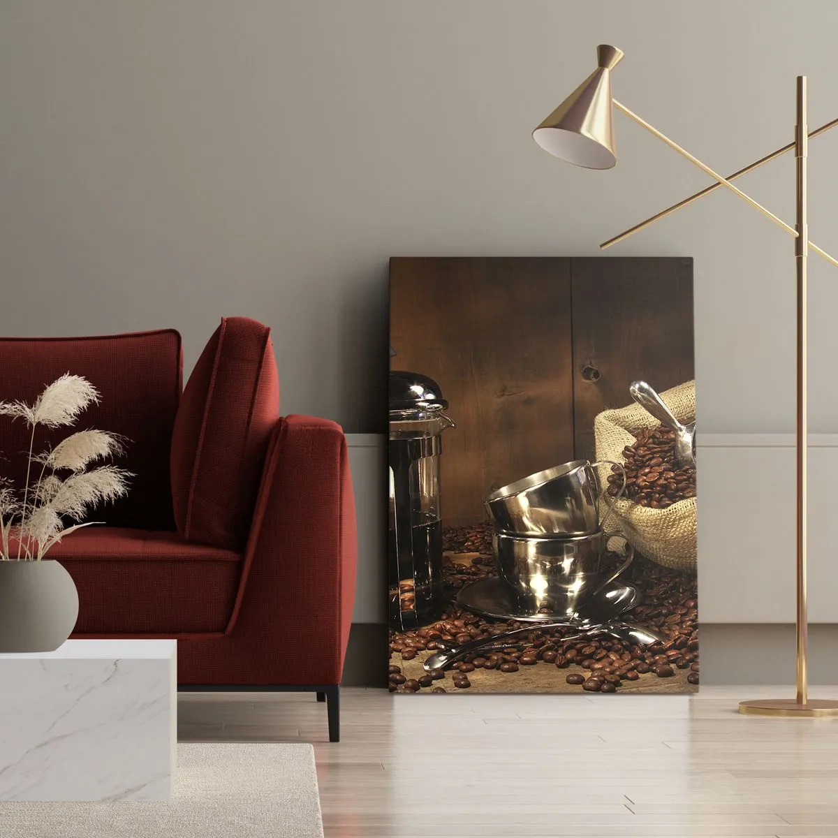 Schilderen op canvas - De charme van koffie - aroma en smaak - 55x100 cm