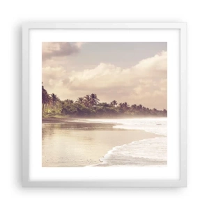 Poster in een witte lijst - De streling van de golven - 40x40 cm