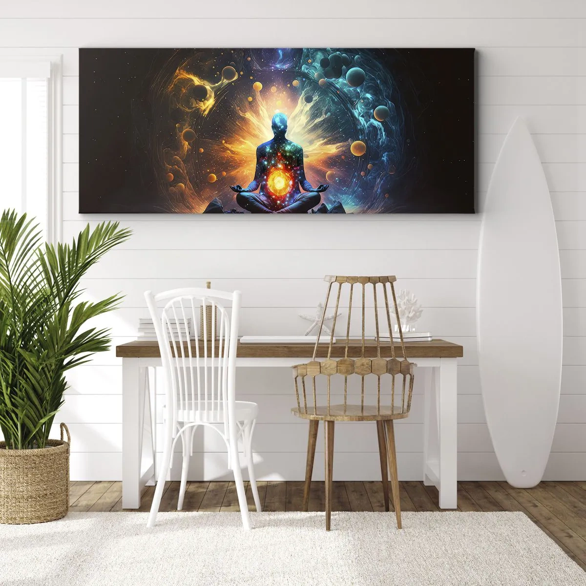Schilderen op canvas - Kosmische vrede - 90x30 cm