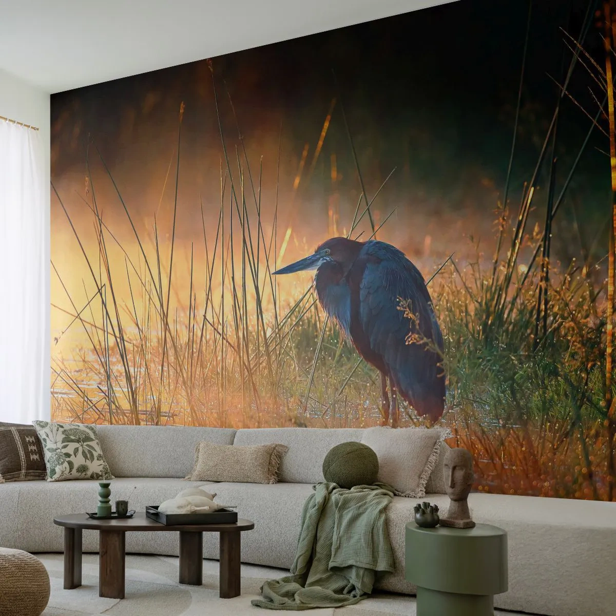 Zelfklevend Fotobehang Deluxe Sticker - Kom op, geef me een pauze met deze foto's - Reiger, Vogel, Natuur - 250x175 cm