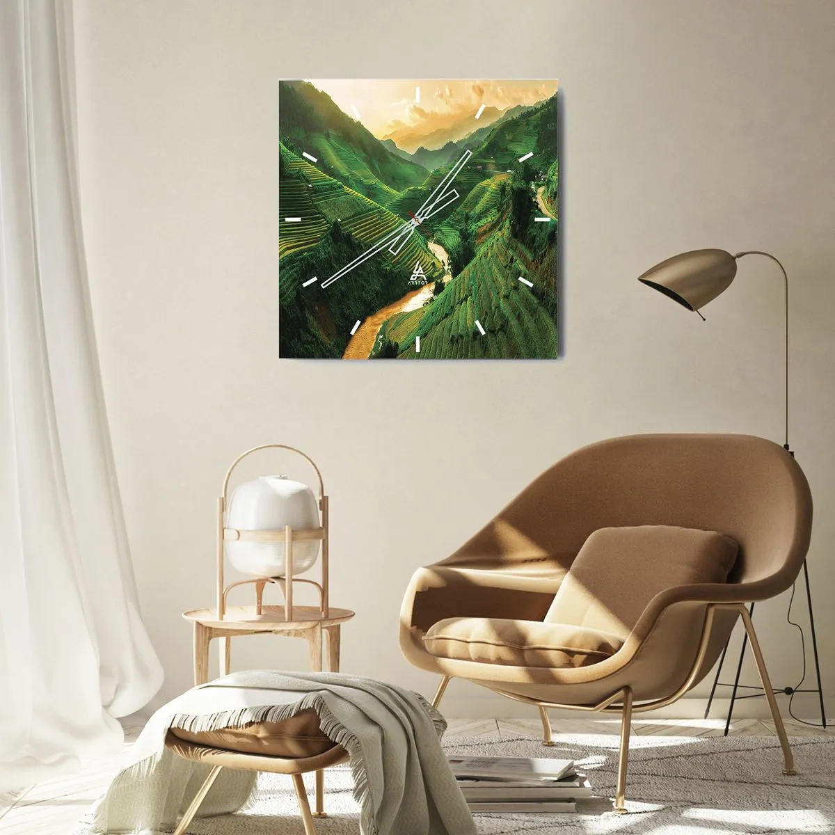 Wandklok - Klok - Vietnamese vallei - 40x40 cm