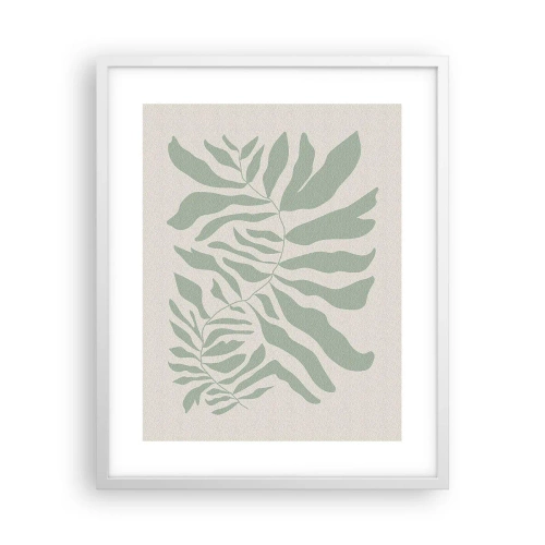 Poster in een witte lijst - Smaragdgroene tak - 40x50 cm