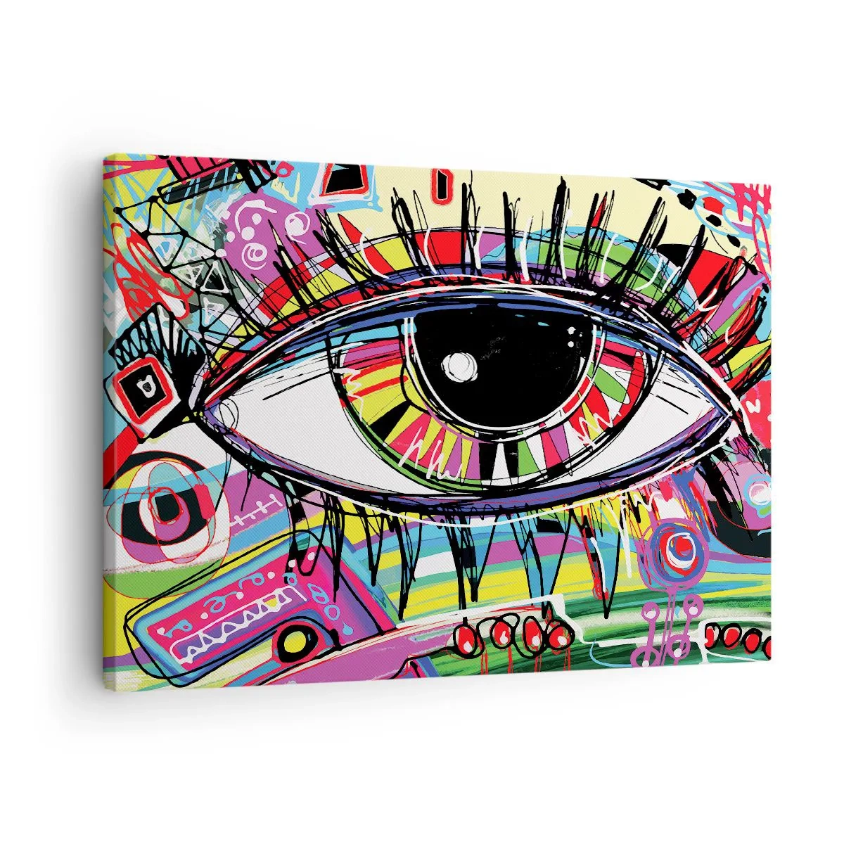 Schilderen op canvas - Kleurrijk abstract graffiti-oog - 70x50cm - Kleurrijk oog - kleurrijke ziel - Moderne wanddecoratie voor woonkamer en slaapkamer ARTTOR